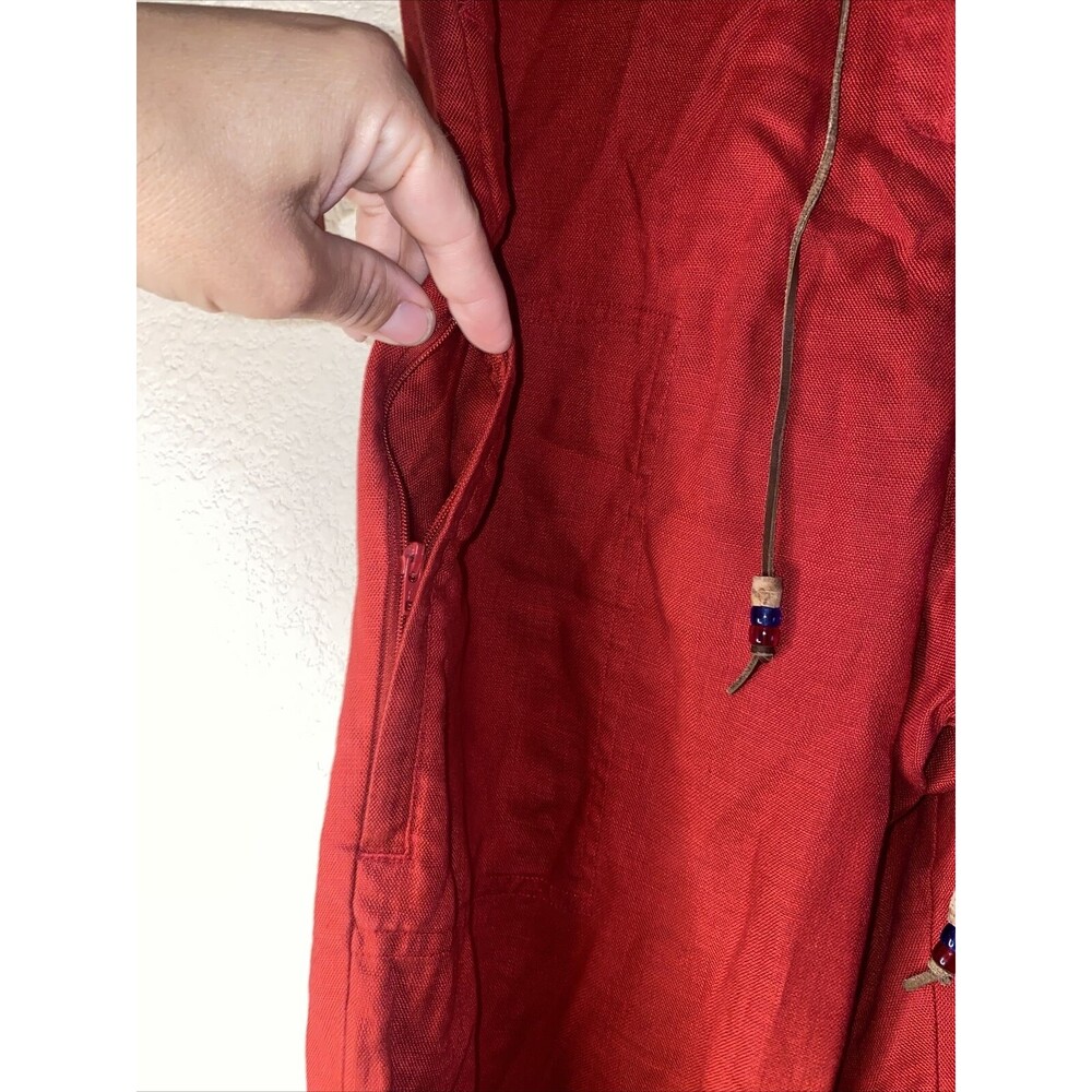 vintage Lauren Ralph linen wide leg Red Capri cargo Pants 10 holiday lagen - Picture 7 of 11